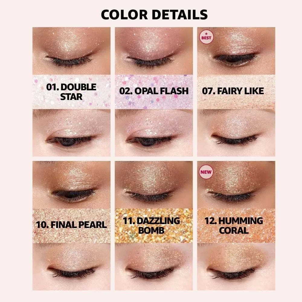 Colorgram Milk Bling 12 Humming Coral Pigmented Glistening Liquid Eyeshadow